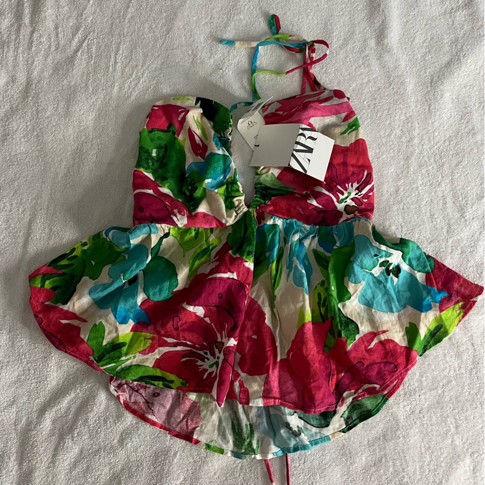 Zara  Colorful Floral Hat - Red, Green, Blue